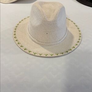 Embroidered Cream Fedora with Floral Design